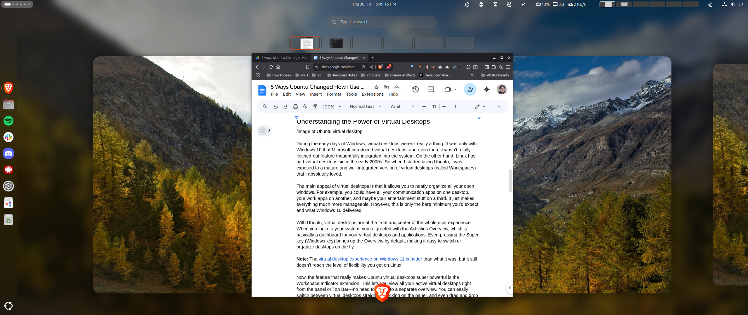 Ubuntu Activities Overview.
