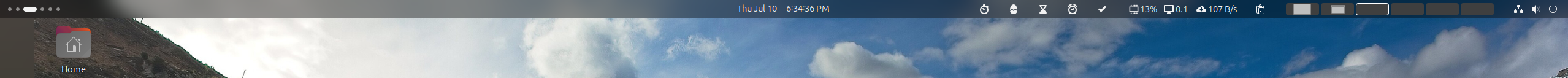 Ubuntu Top Bar consisting of widgets or extensions.