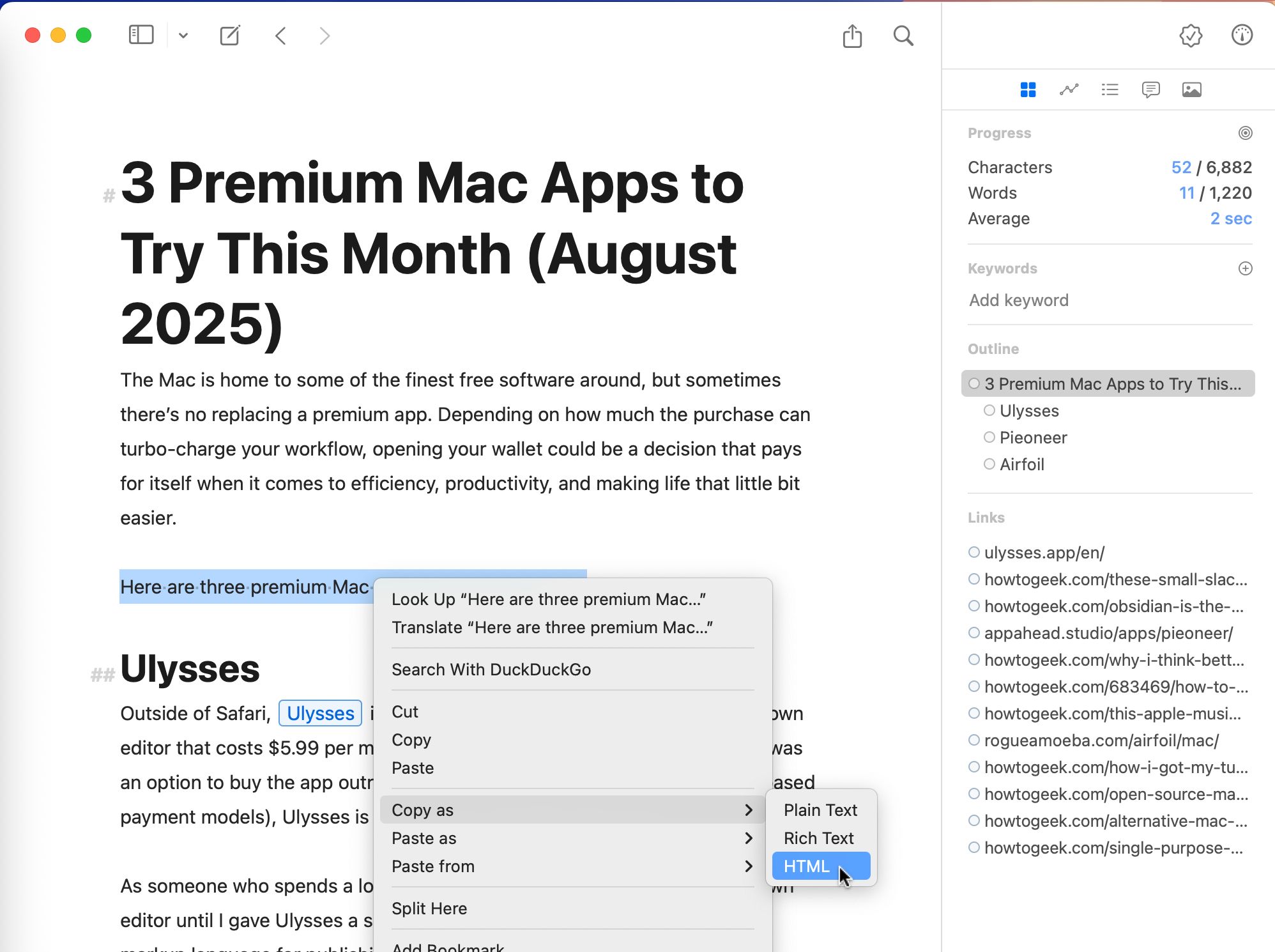 Ulysses with the Dashboard view visible.-1