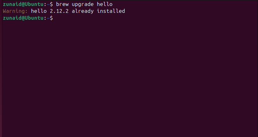 Updating an installed package using Homebrew.