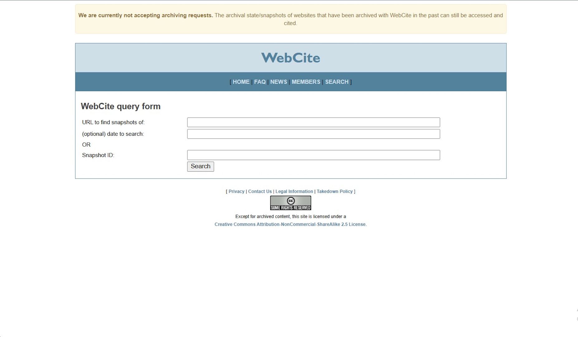 image of WebCite homepage