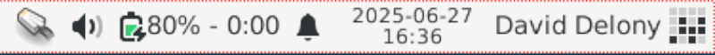 Binary clock in the XFCE panel on the right.