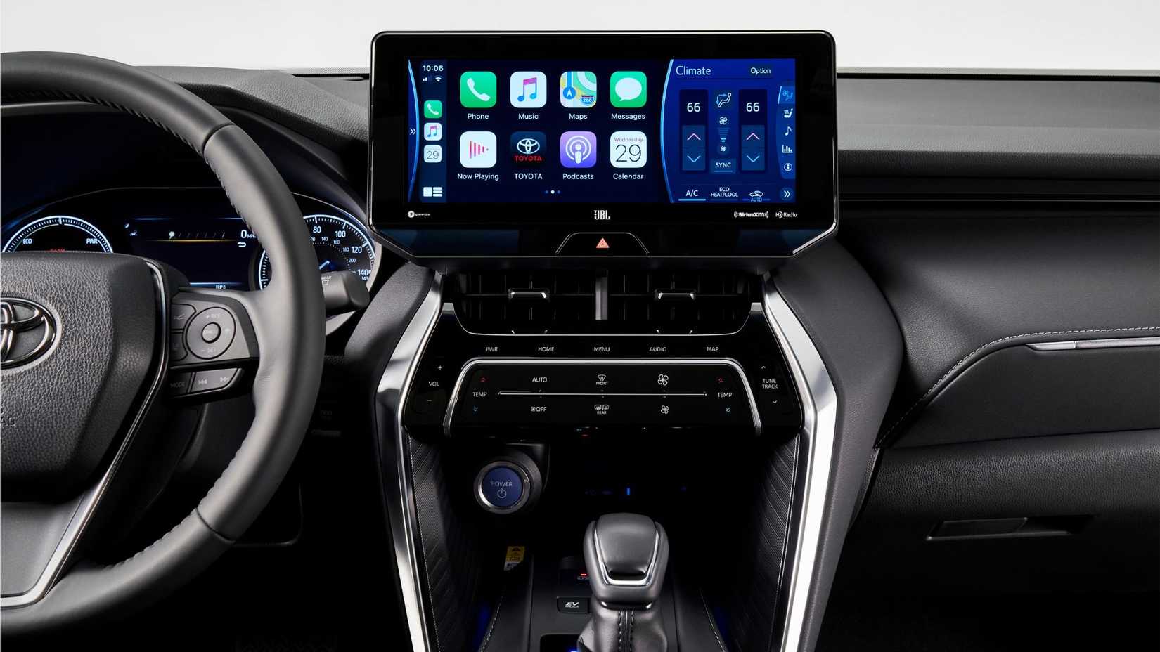 Close-up shot of the infotainment screen in a 2021 Toyota Venza.