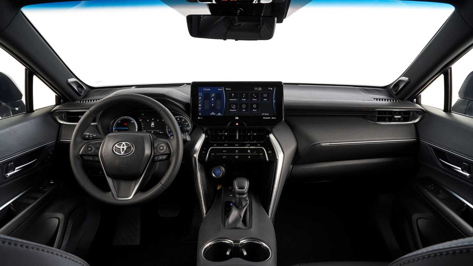 Shot inside the cabin of a 2021 Toyota Venza.
