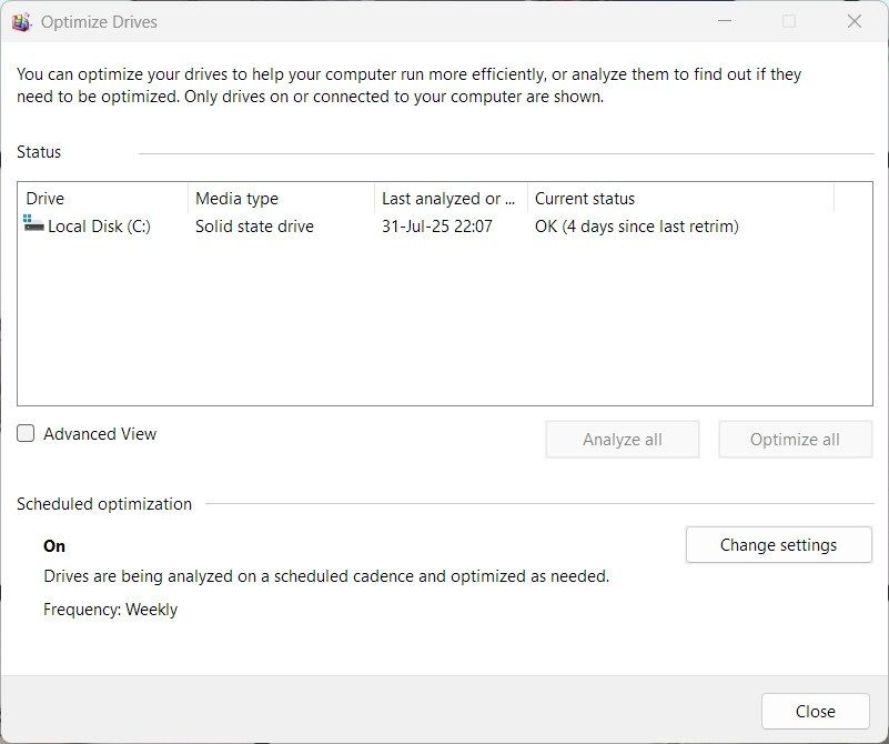 The Windows Defrag tool.