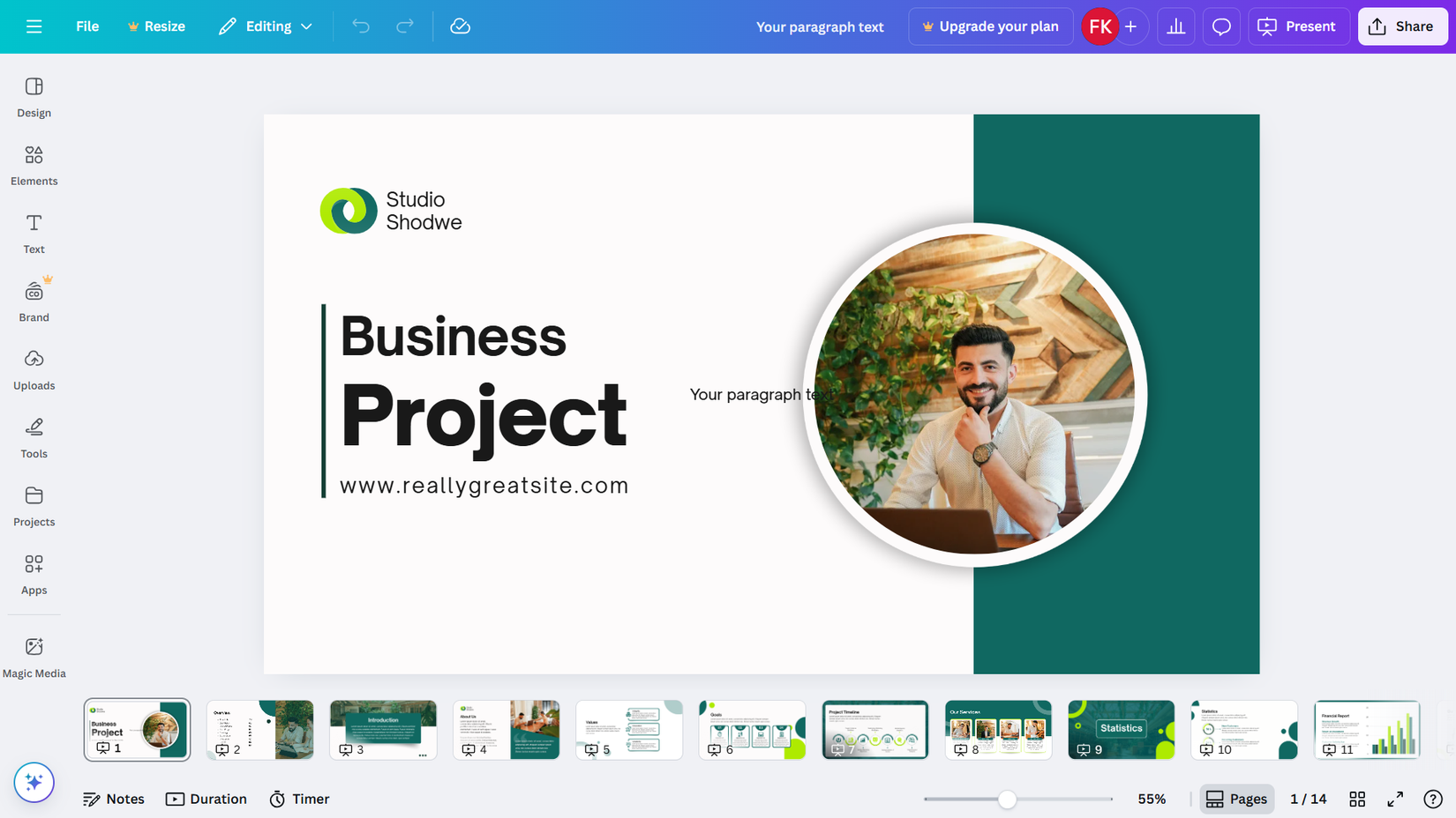 A presentation in Canva.