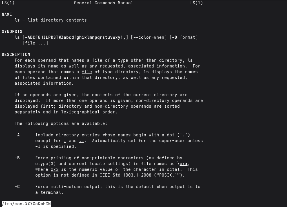 Manual page for the ls command on Chimera Linux.