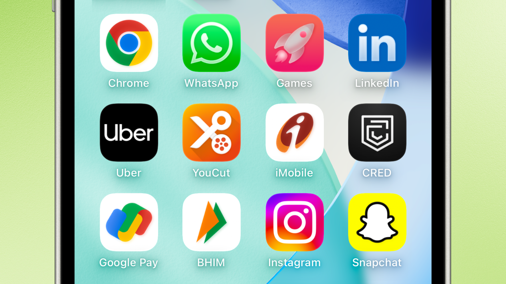Close up shot of apps on an iPhone's Home Screen.