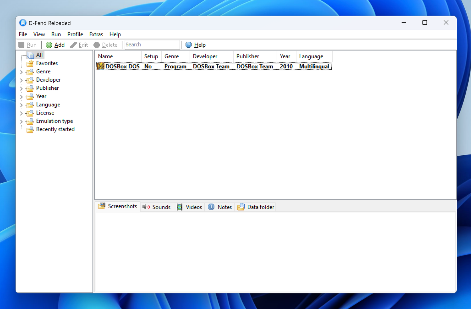 D-Fend recargado en Windows 11.