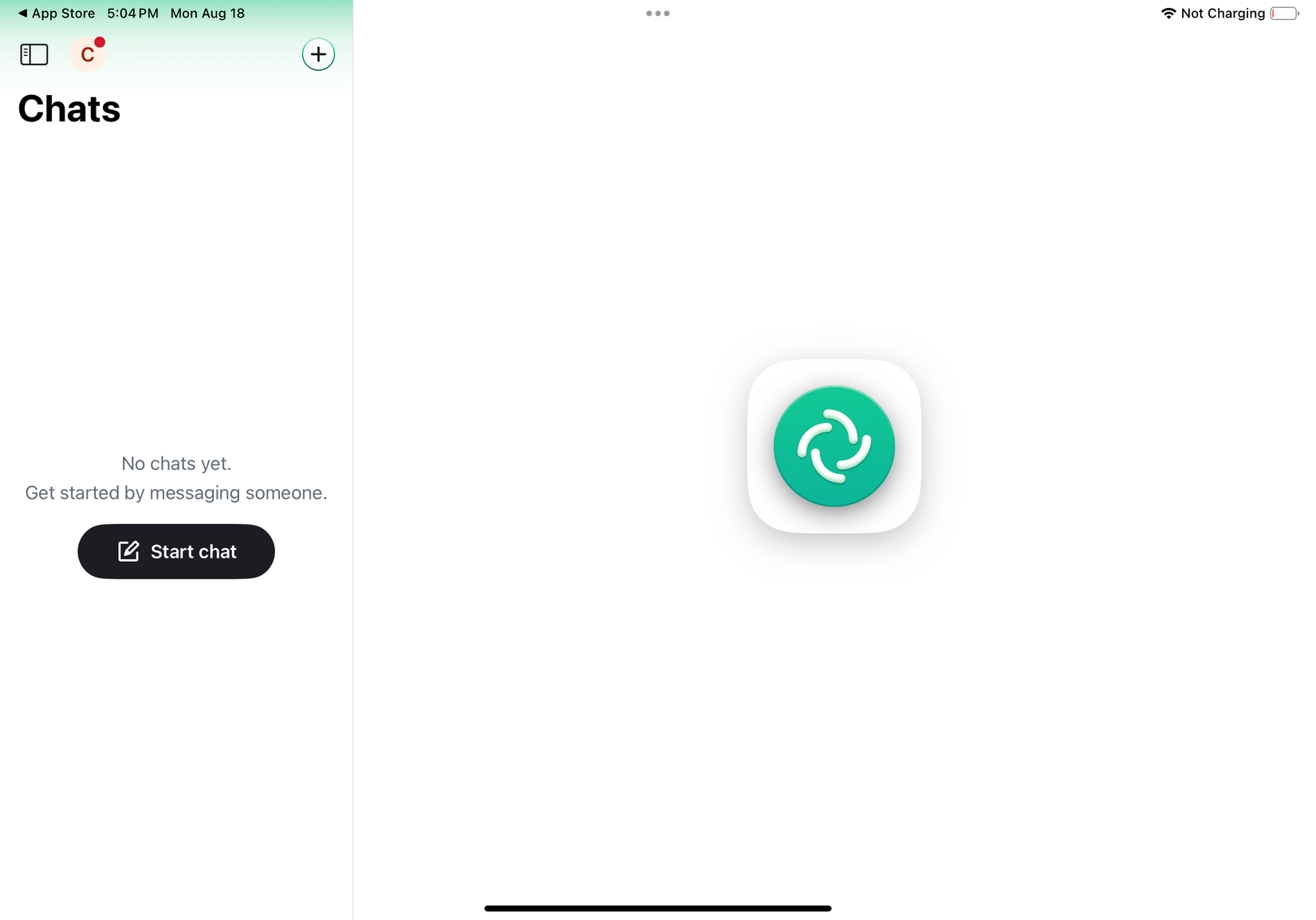 A screenshot of a tablet with the Secure Messaging Cat element open to a conversation.