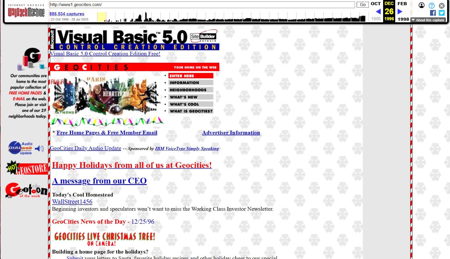 Photo that shows the geslets home page on the Internet archive