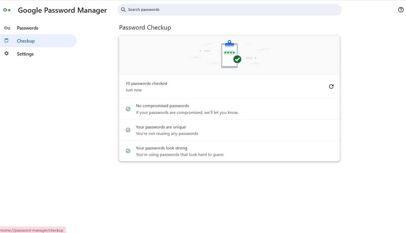 Image showing Google Password Checkup in Chrome