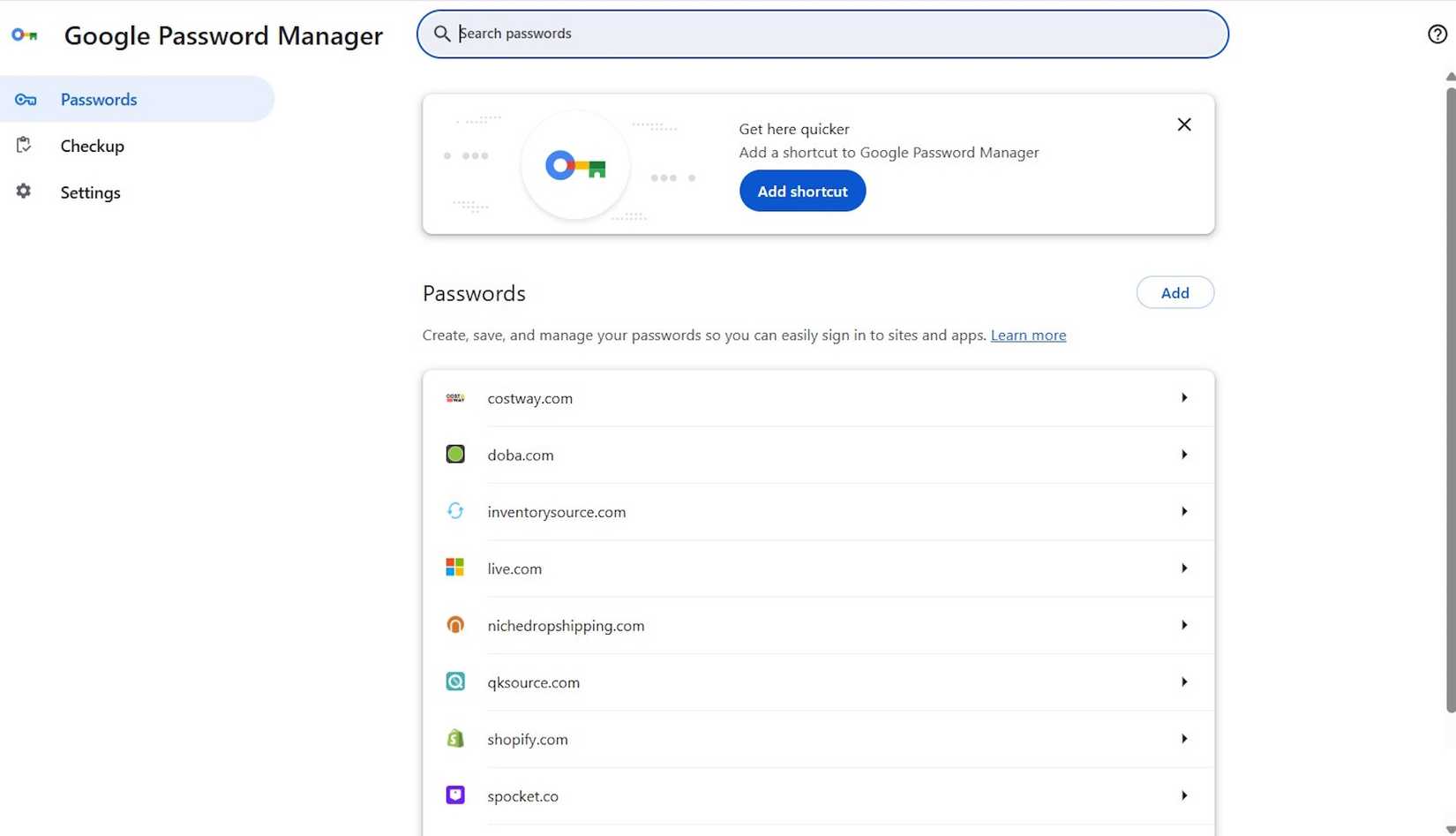 Image showing Google Password Manager in Chrome 