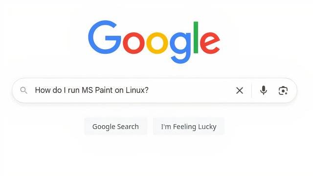 Главная страница поиска Google с запросом: Как поставить MS Paint на Linux?