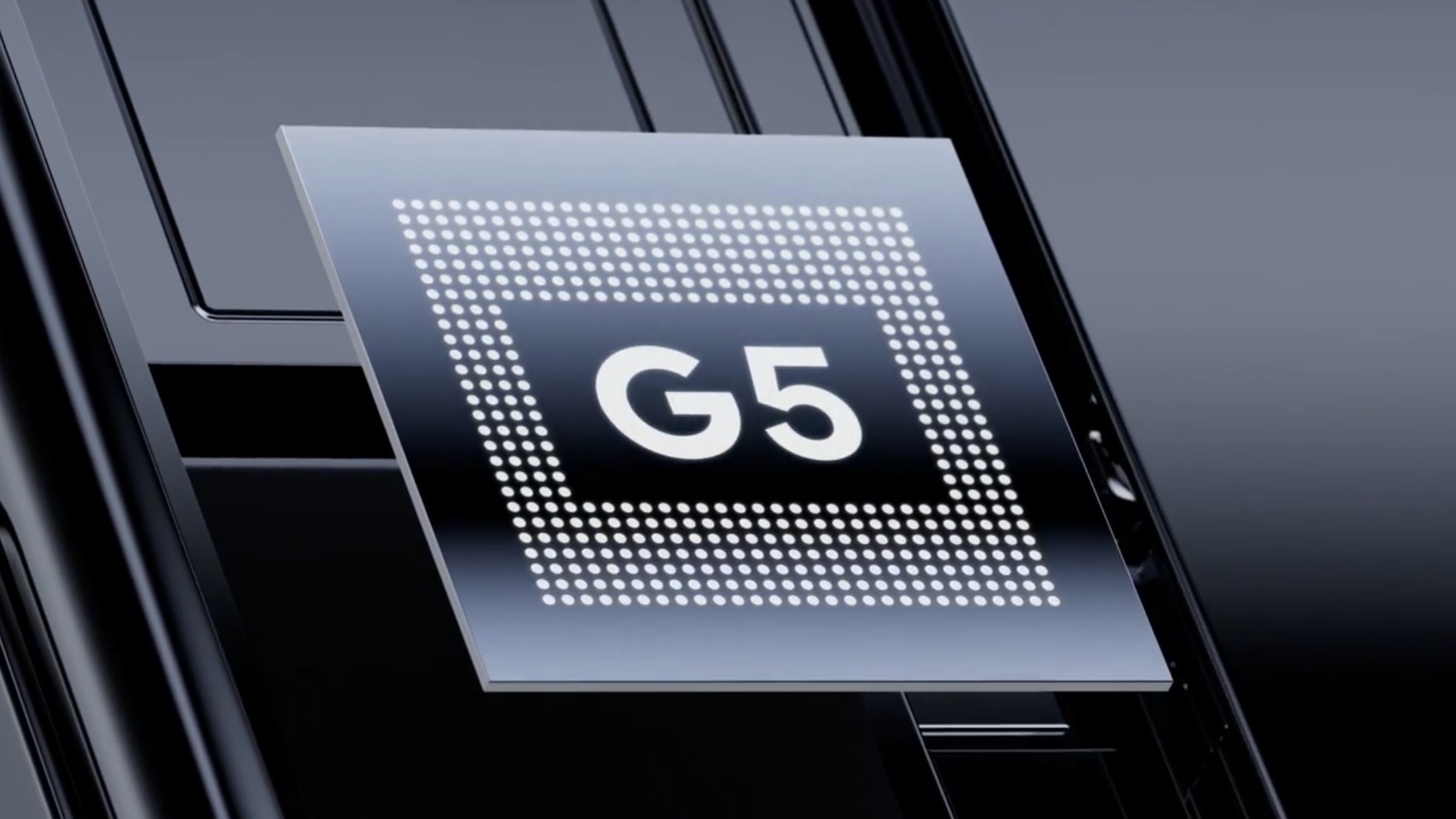Creative visualization of Google's new Tensor G5 processor for the Pixel 10 series phones.