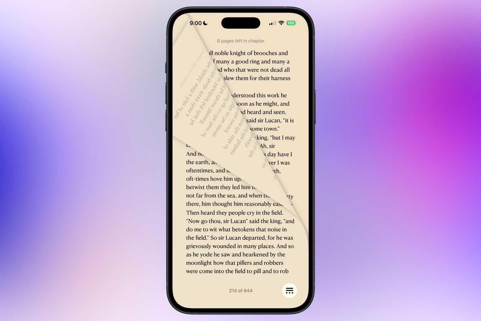 Lire un livre dans l'application Books sur un iPhone.