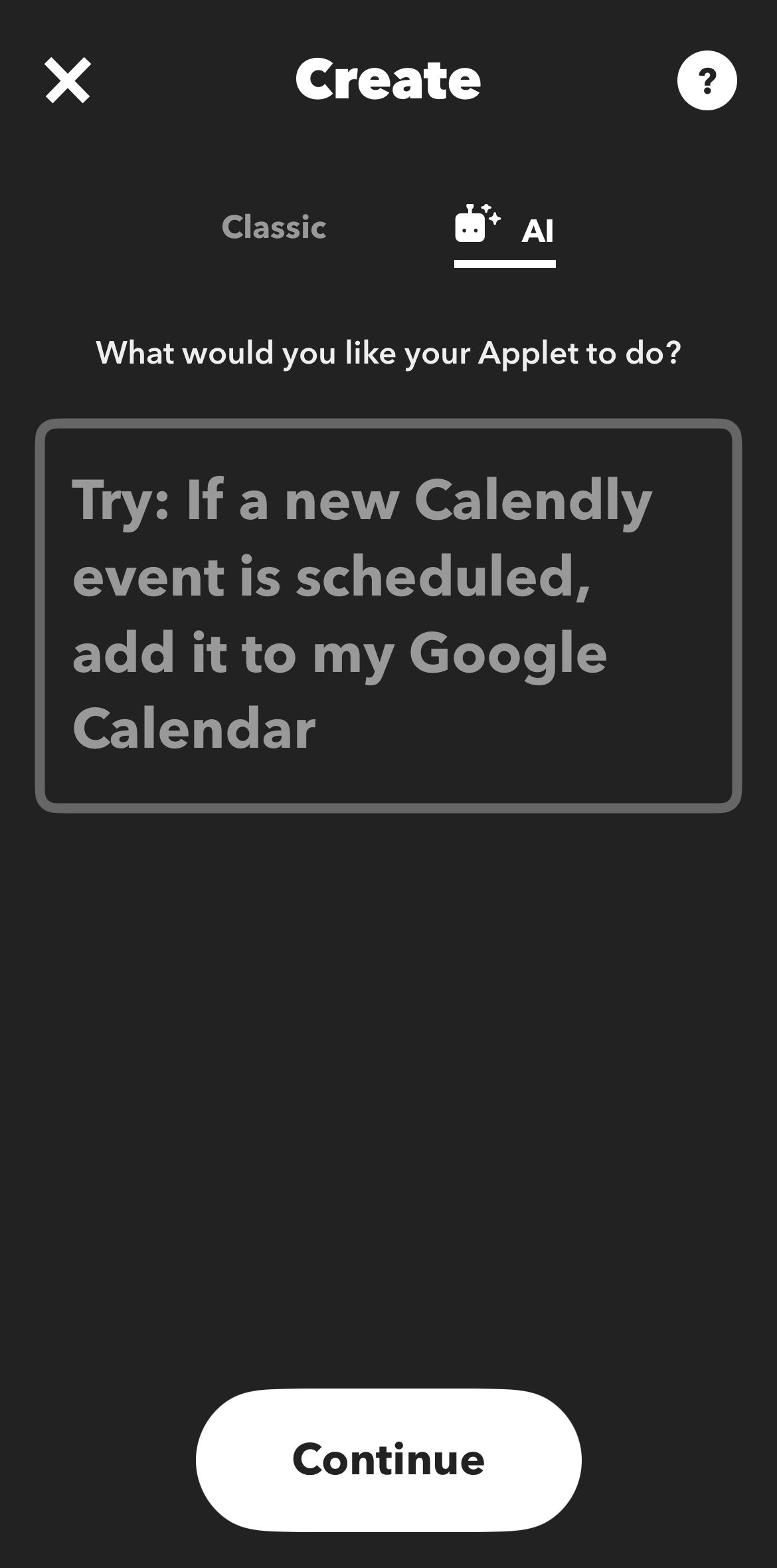 Using AI to build an IFTTT Applet.