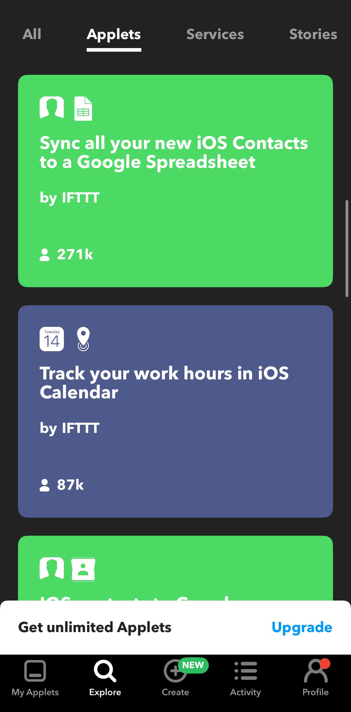 iOS-native Applets on IFTTT.