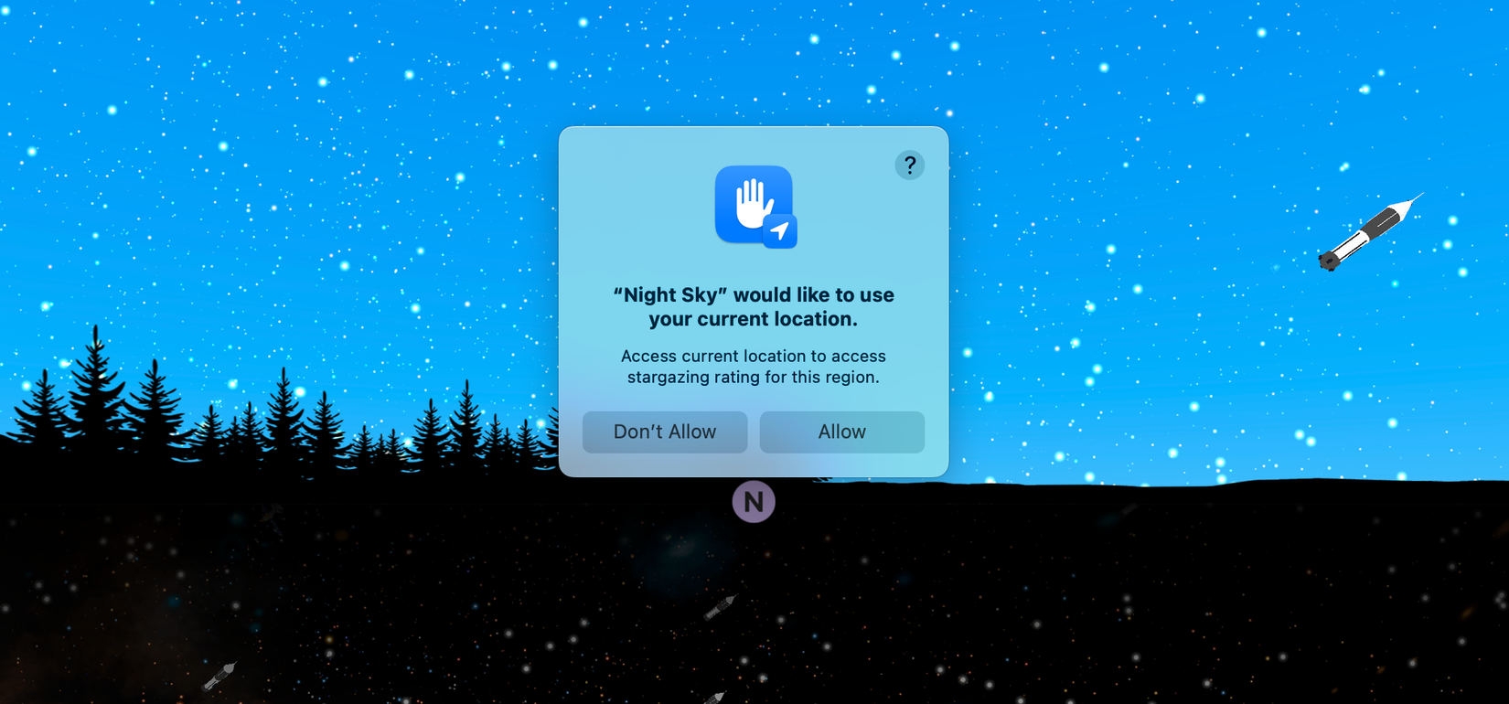 MacOS location authorization request.