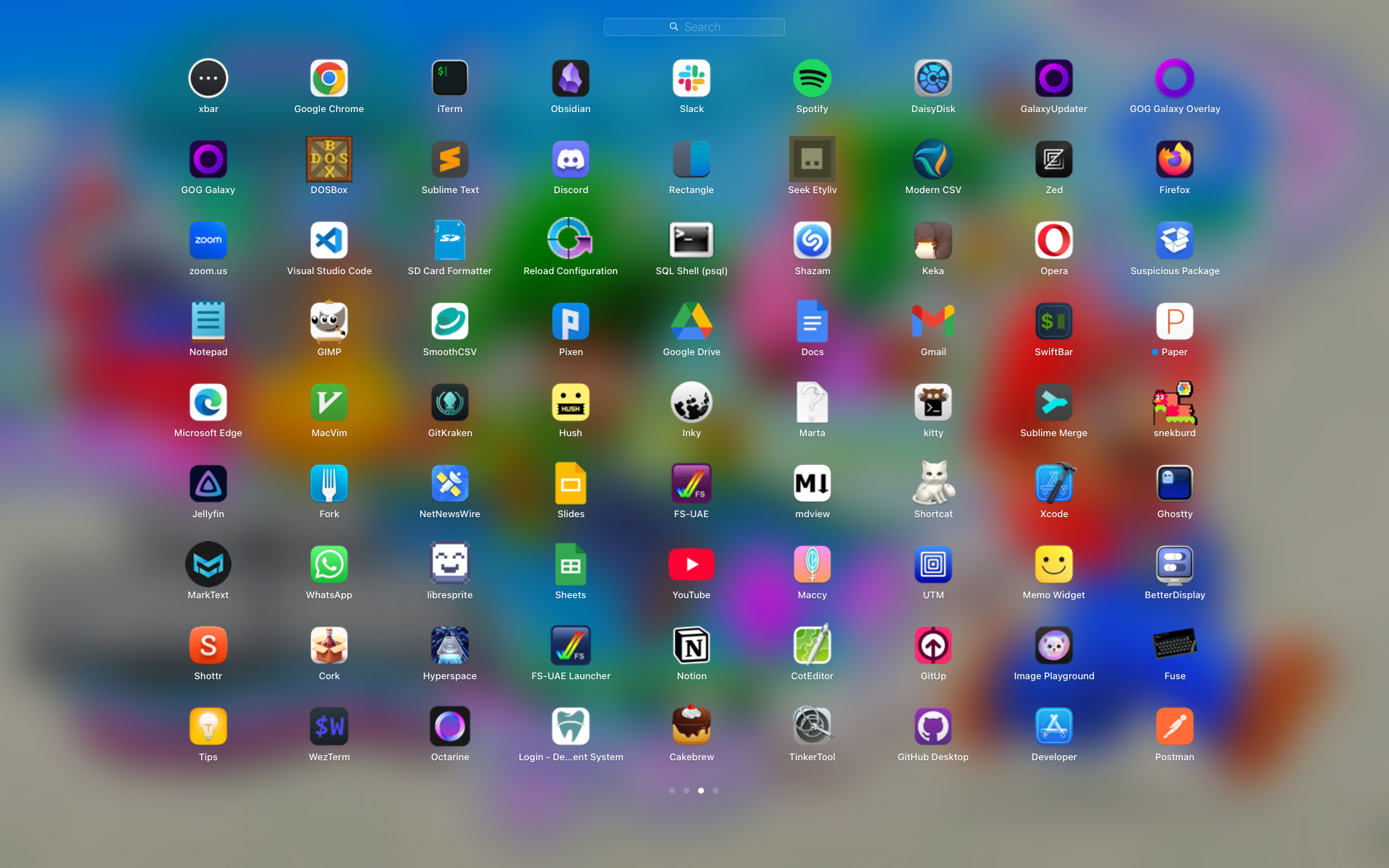 A Mac Launchpad screen showing nine rows and nine columns of icons for a total of 81 apps.