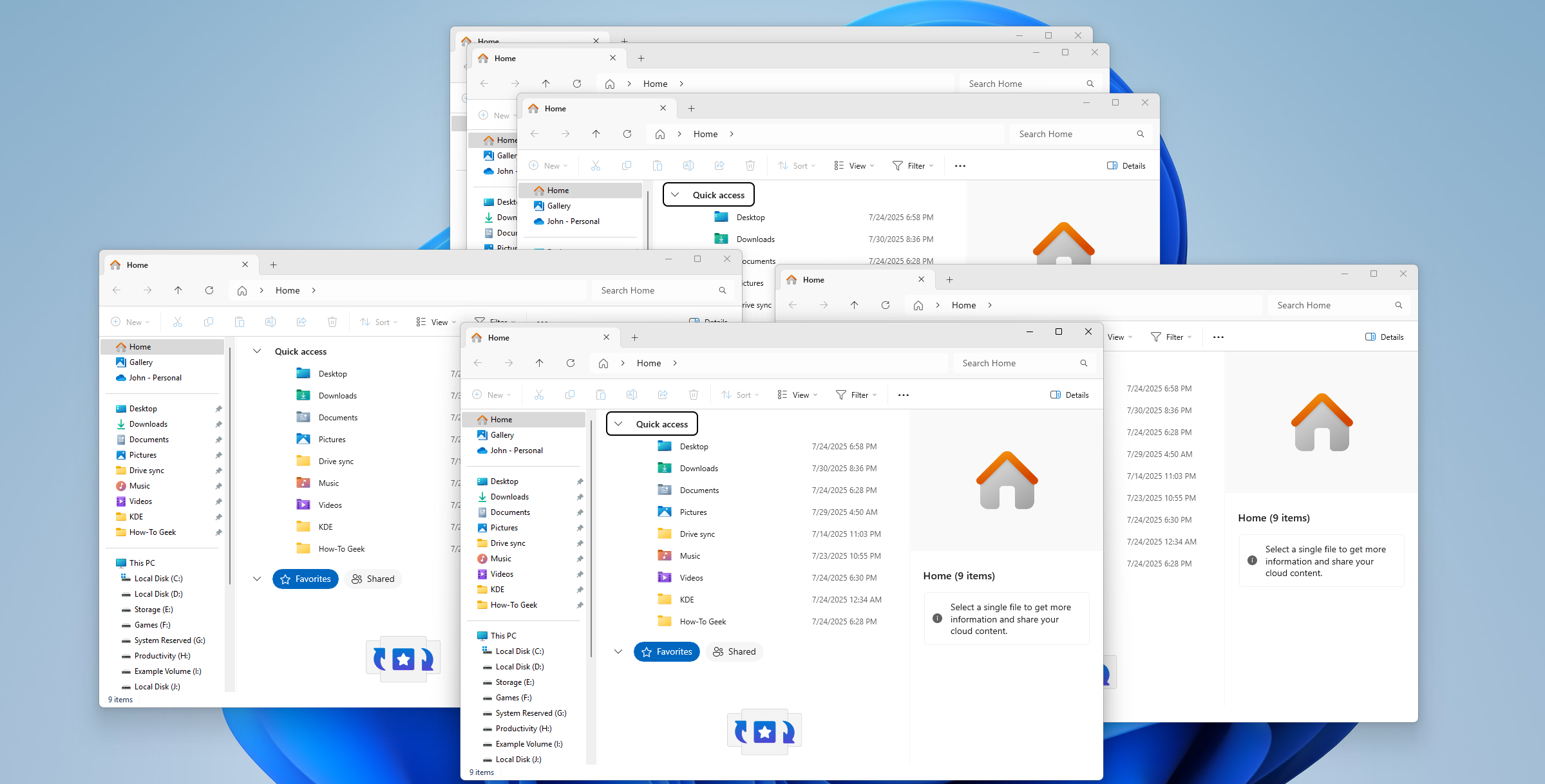 Many File Explorer windows open. 