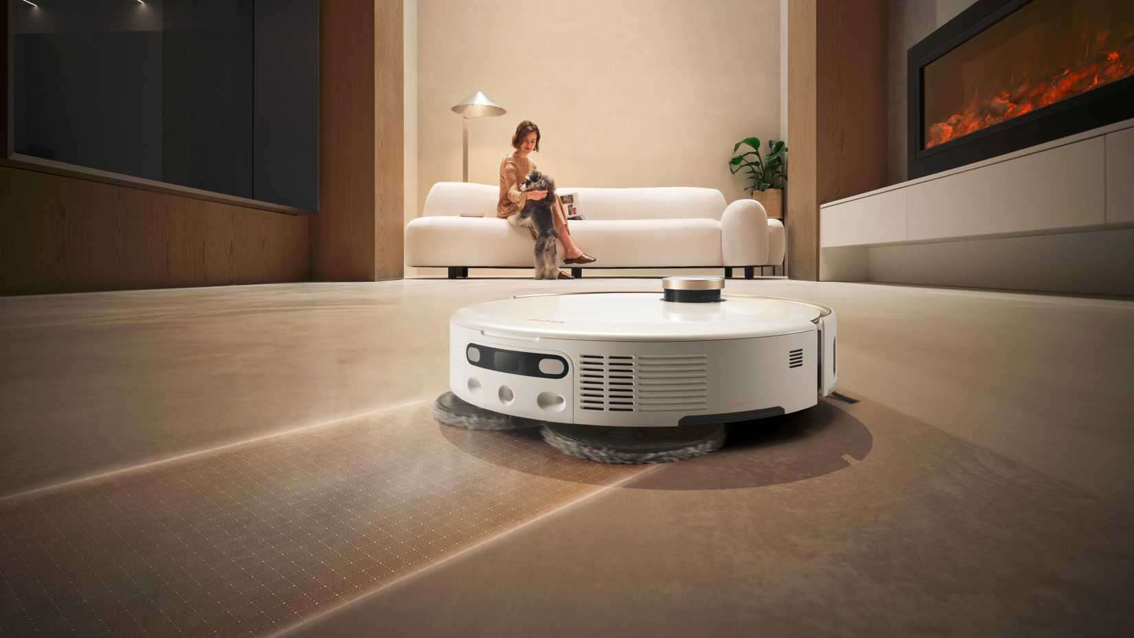 Robot vacuum mopping.