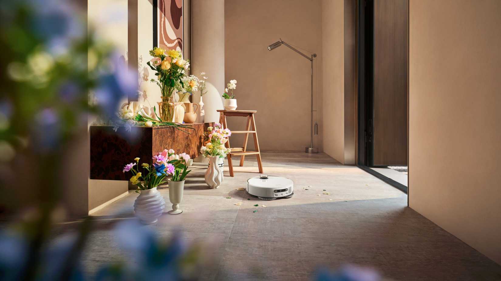 Robot vacuum cleaning.