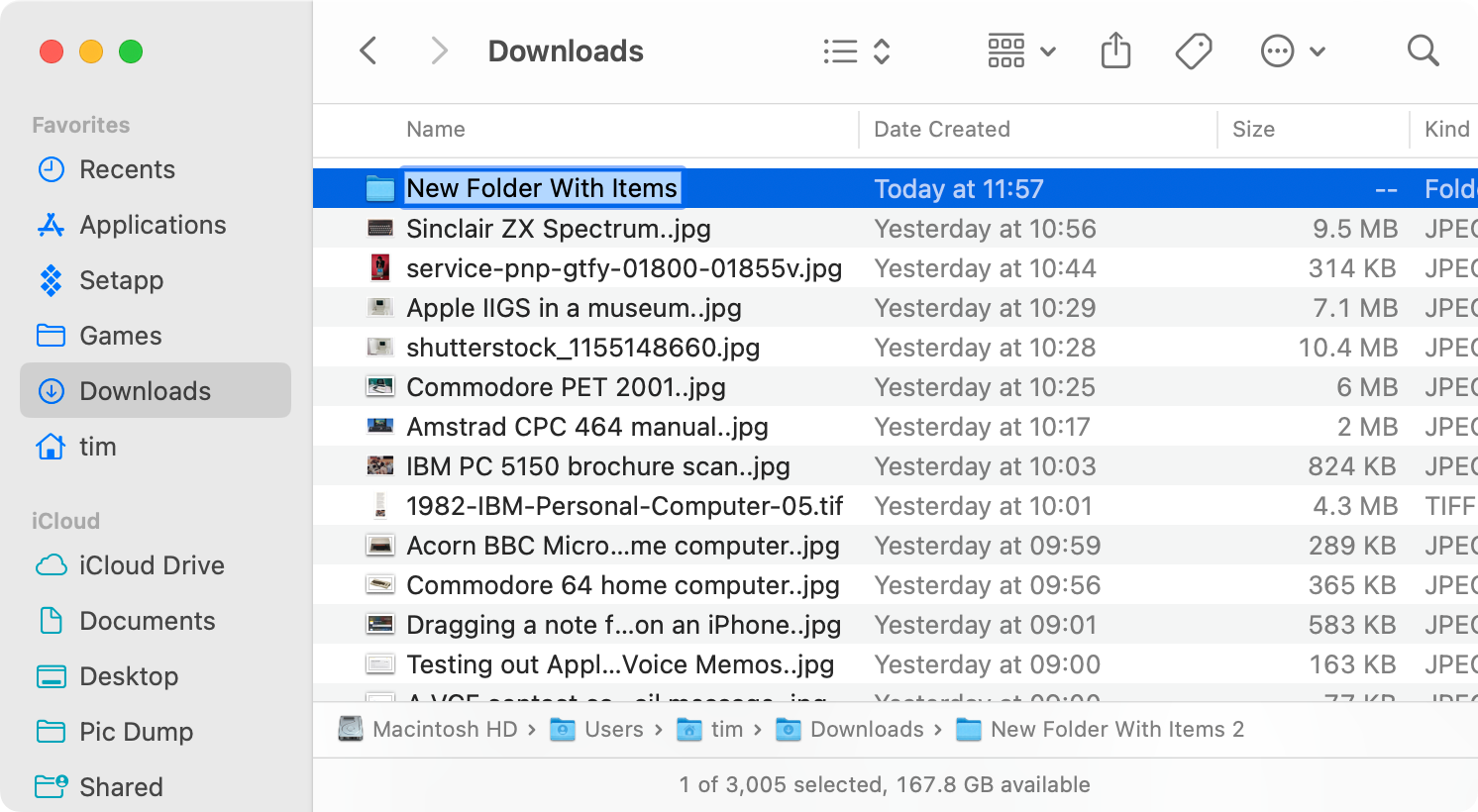 New Folder With Items in macOS Finder.