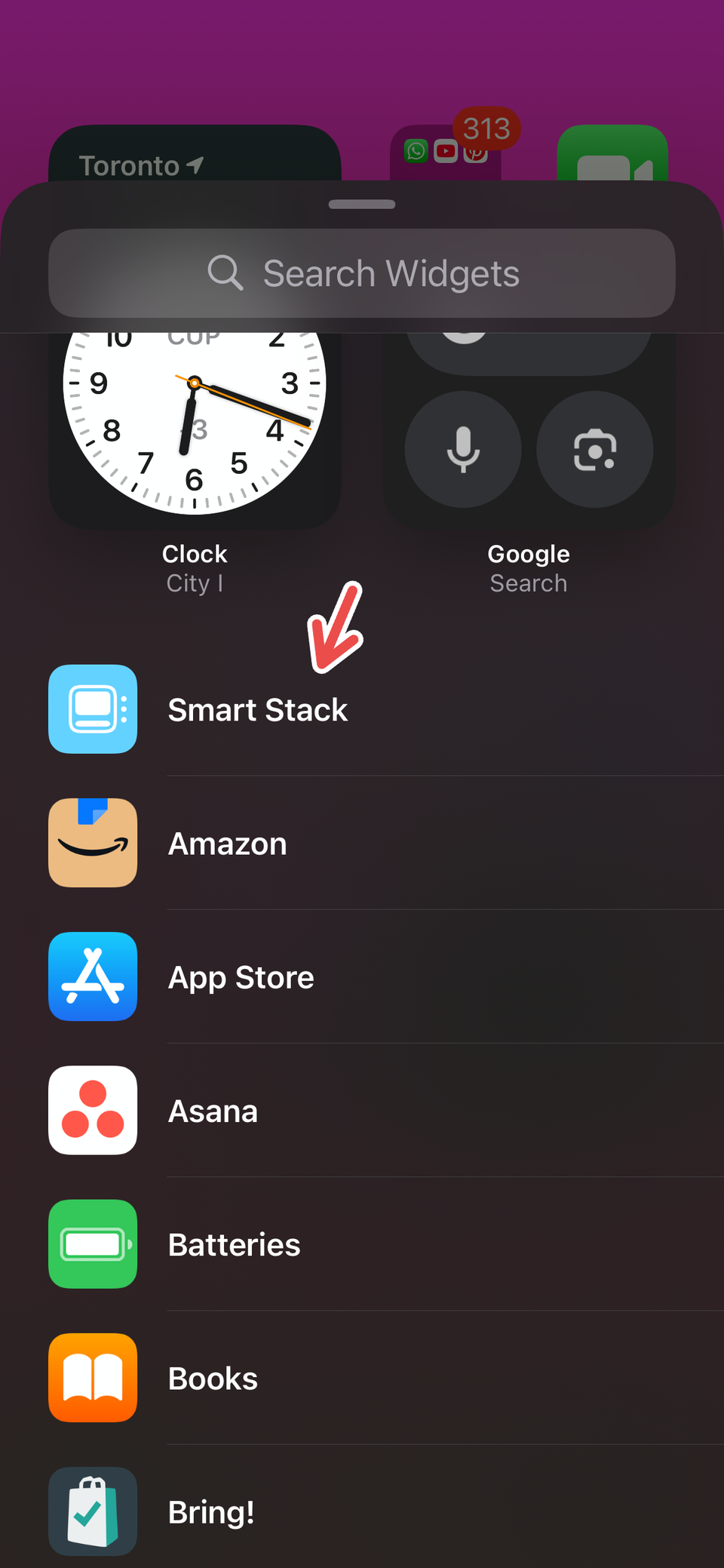 Uso de la función Smart Stack para widgets de iPhone.