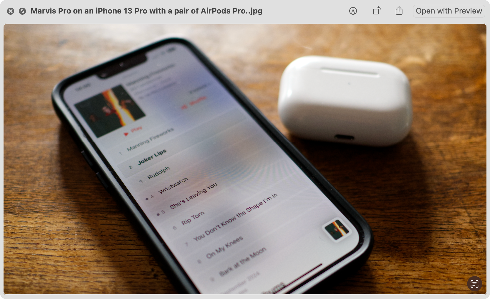 Previewing a file in Finder with Quick Look.