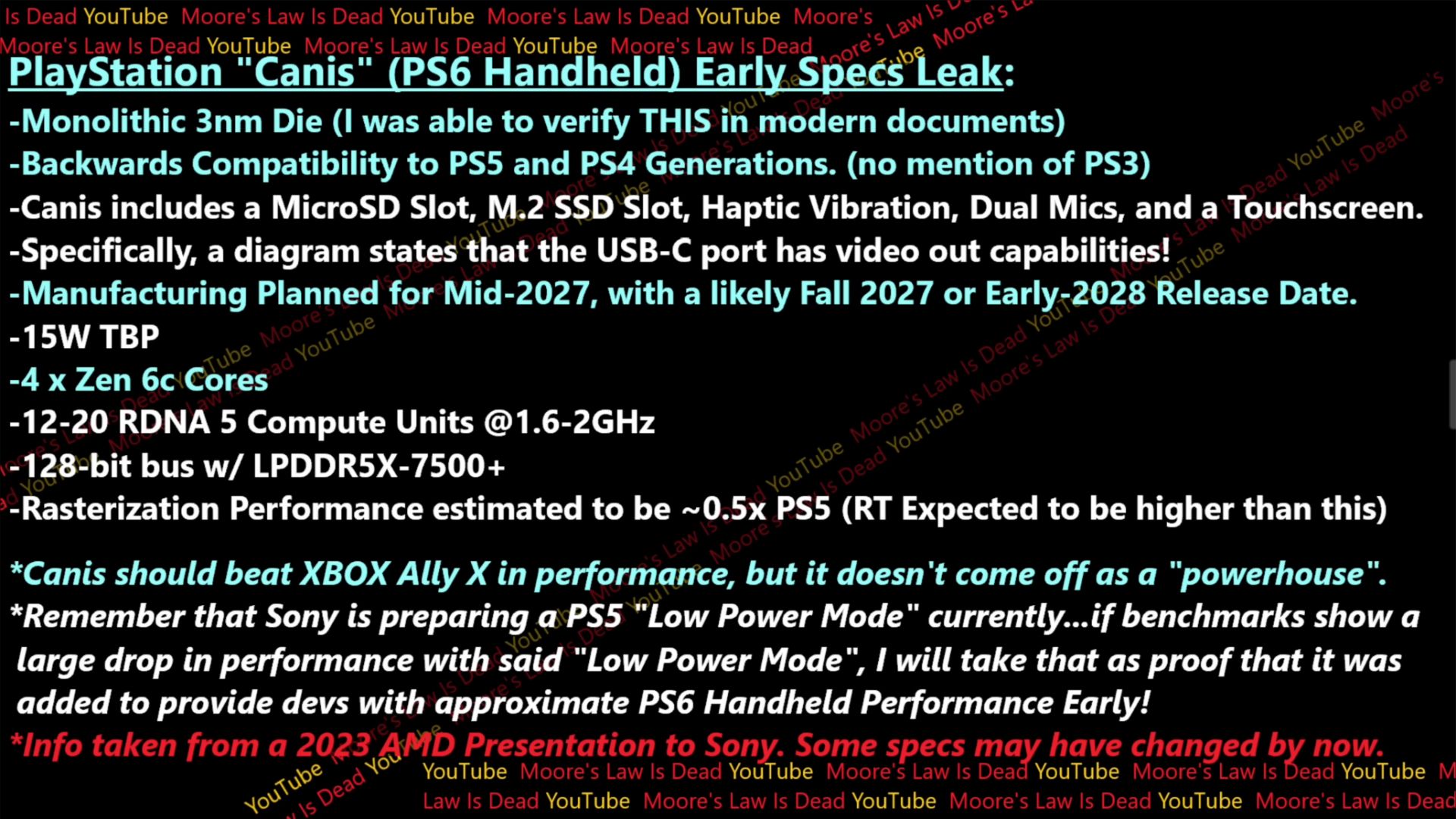 PS6 Handheld specs leak from Moore's Law is Dead.