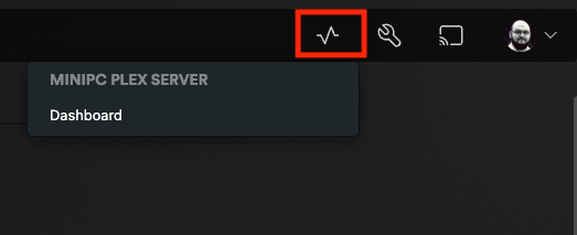 The Plex Dashboard shortcut button.