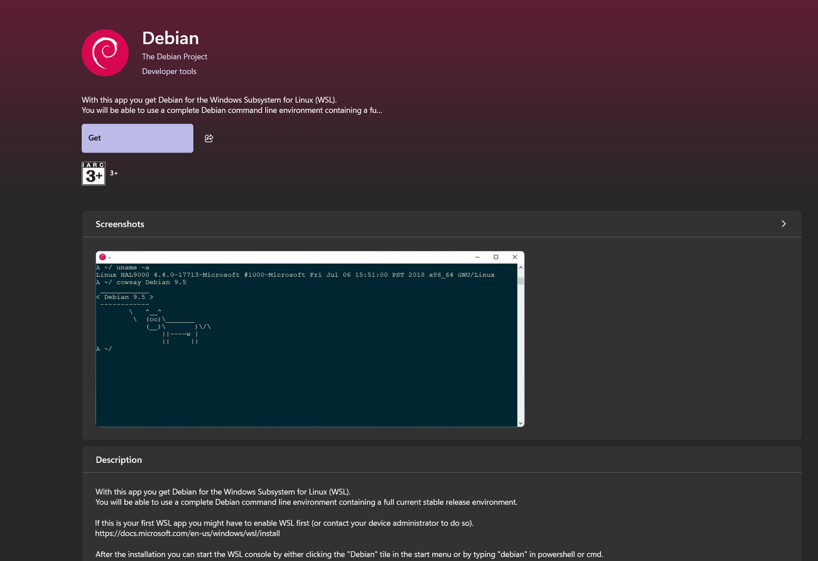 Getting the Debian WSL box.