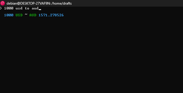 Using Qalc for real-time currency conversions.