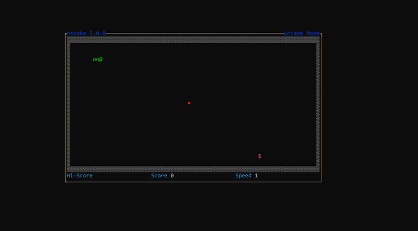 Playing snake in a WSL box.