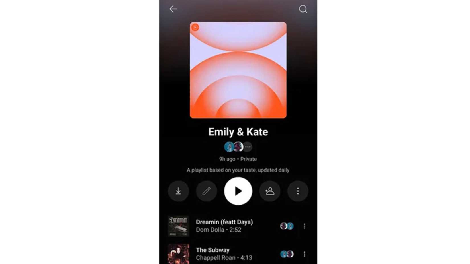 Плейлисты Taste Match в YouTube Music