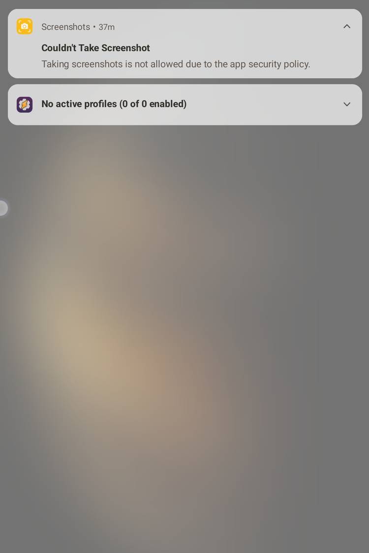 Screenshot blocker in action on Android.