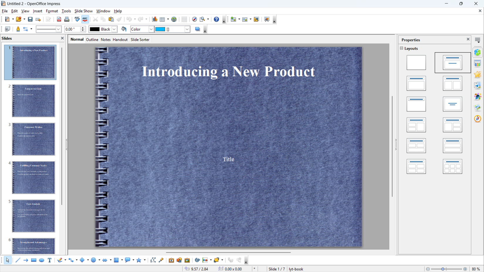 A presentation in OpenOffice.
