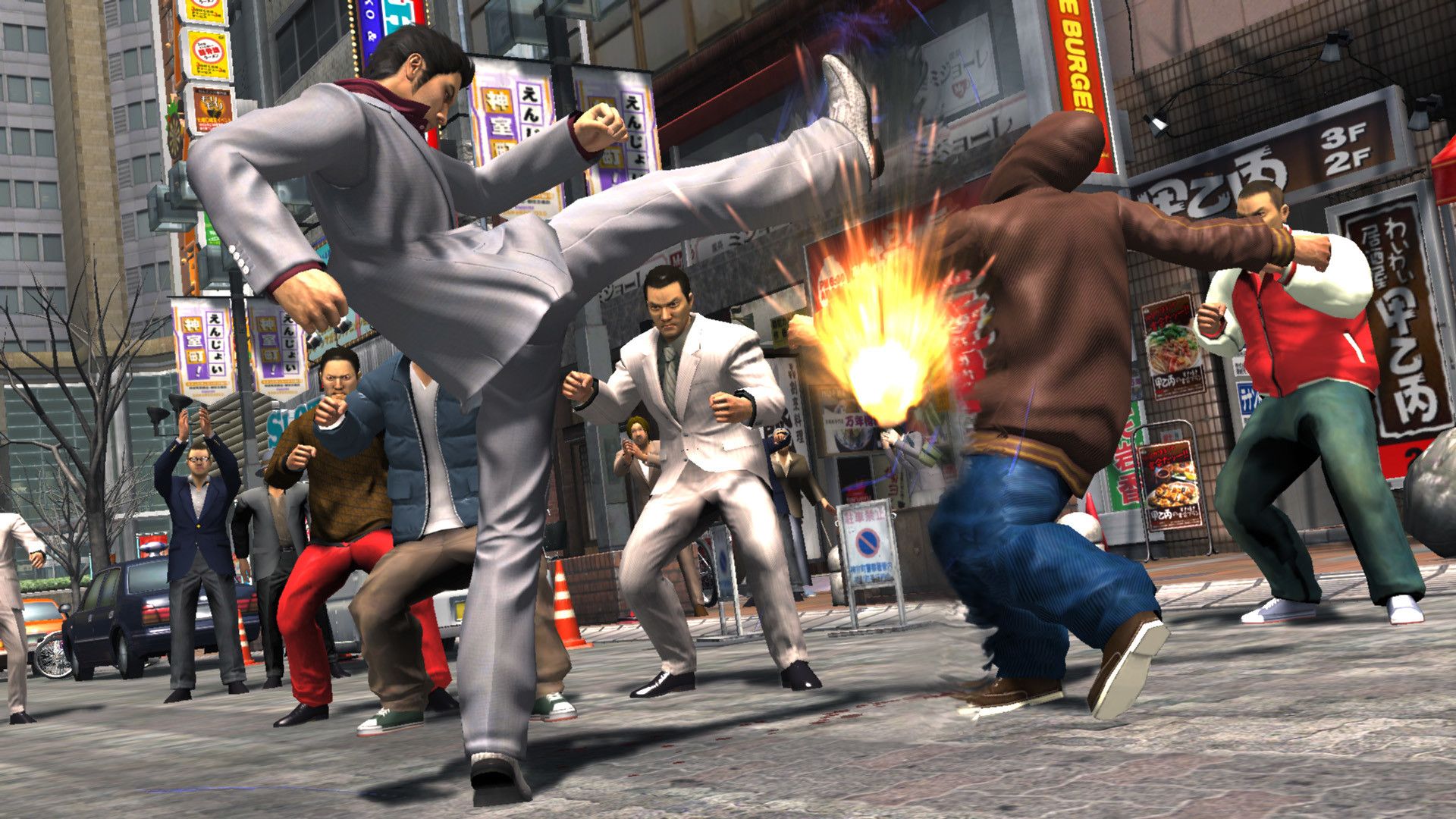 A street fight in Yakuza 3.