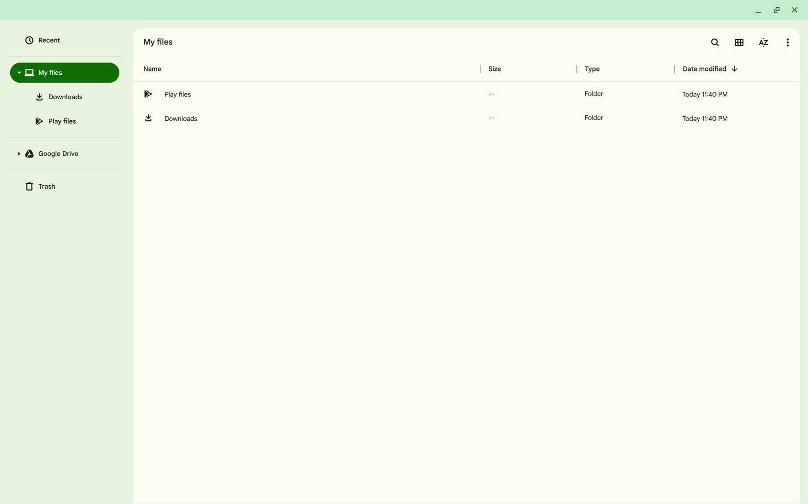 La aplicación de archivos en un Chromebook
