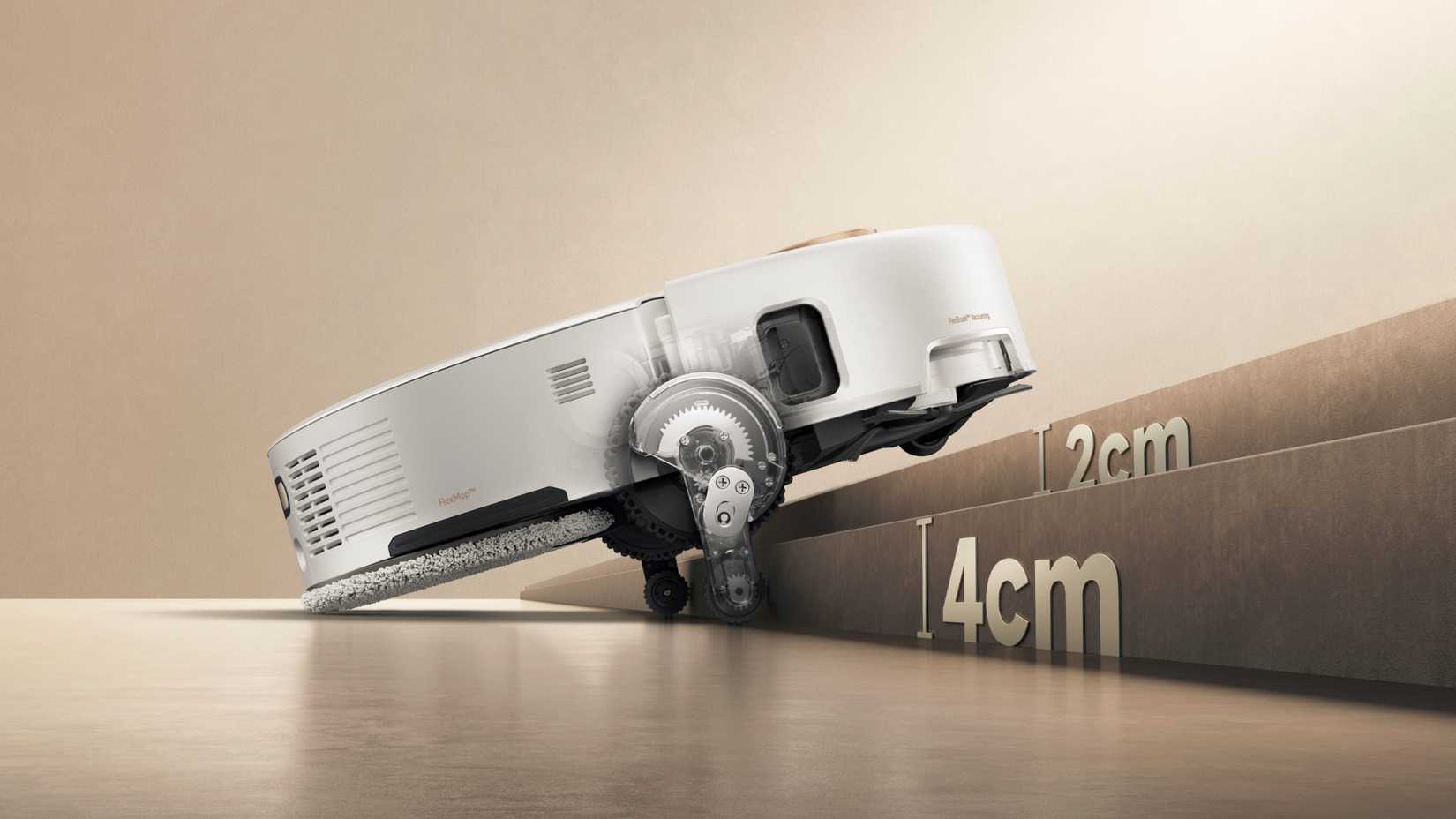 A robot vacuum climbing steps.