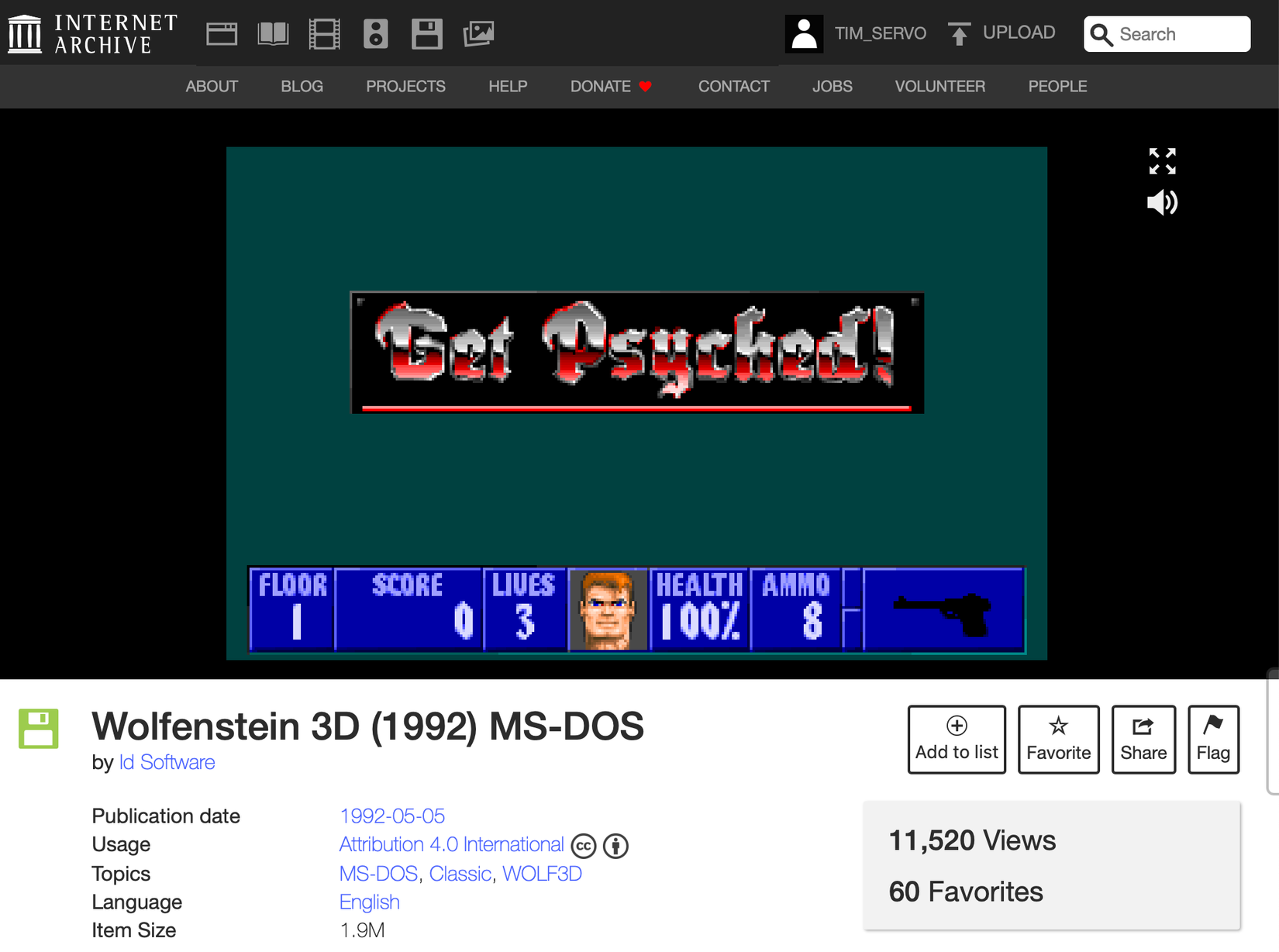 Wolfenstein 3D on the Internet Archive.