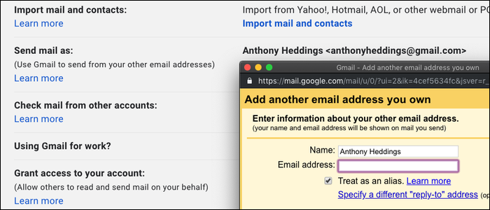 Setting up a Gmail account
