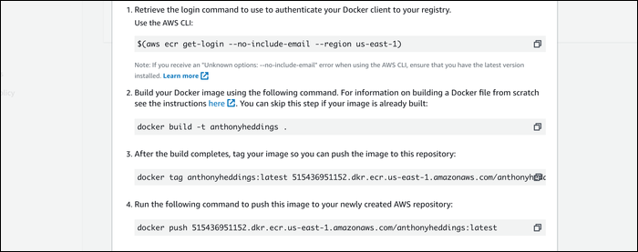 Uploading your image to ECR repository