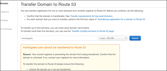 Domain transfer error.