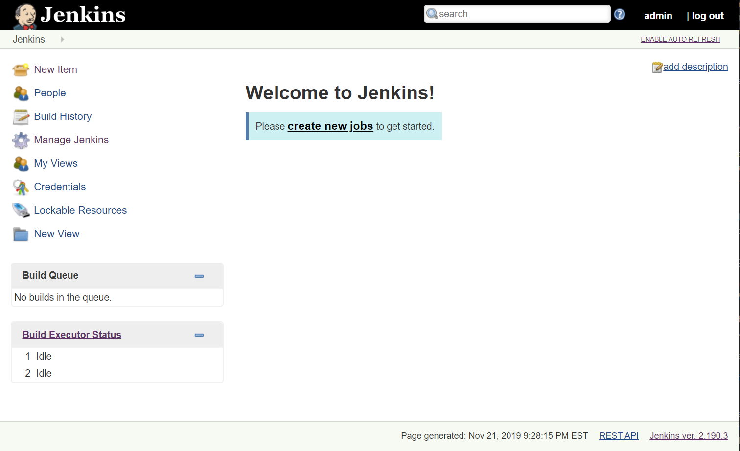 An empty Jenkins page.