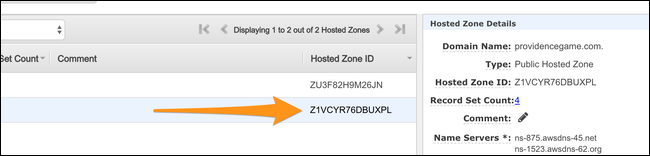 Note the hosted zone ID.
