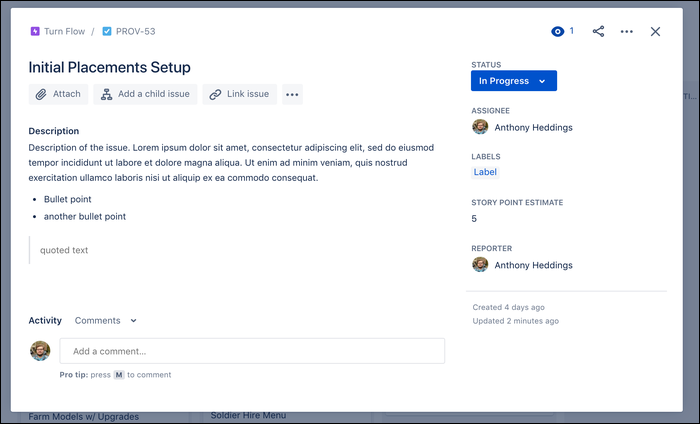 jira detailed issue dialog