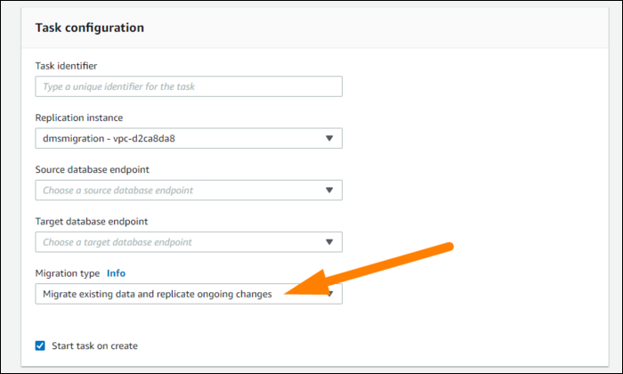 Create the new task in Task Configuration