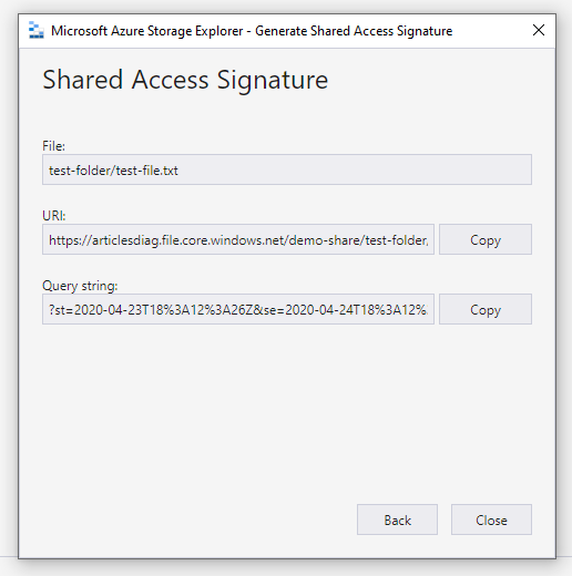 azure shared access signature